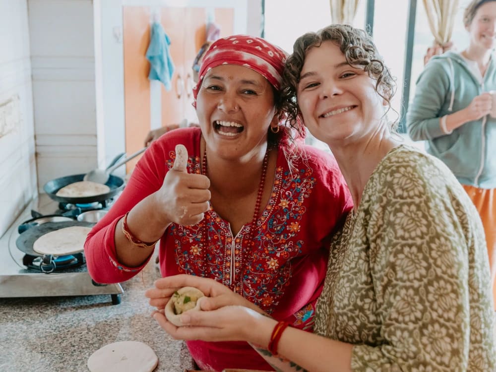 Healthy vegetarian food served during a detox yoga retreat at Niru Yoga Homestay in Nepal