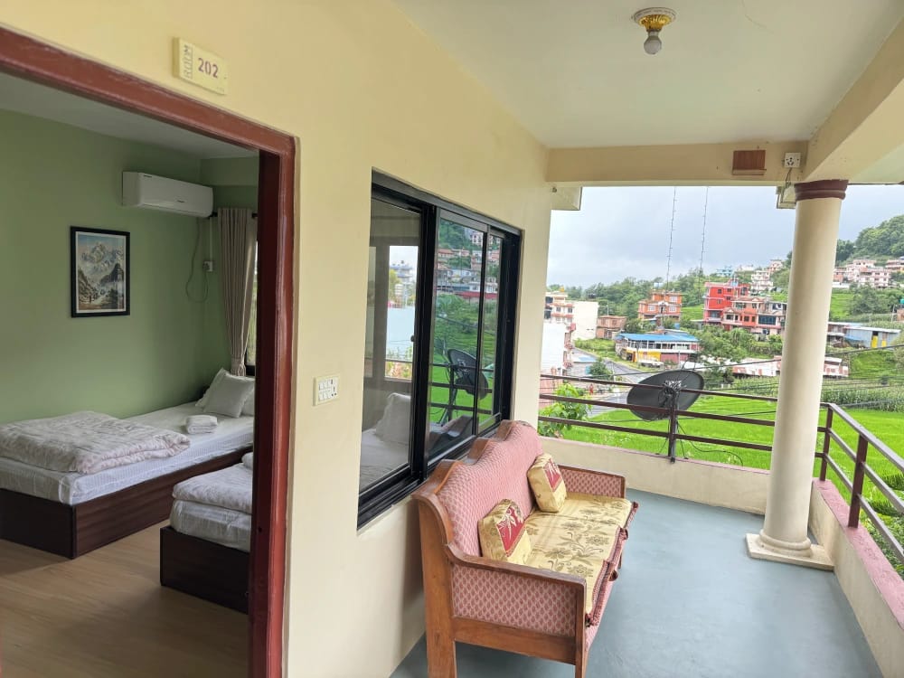Comfortable guest room at Niru Yoga Homestay in Nepal