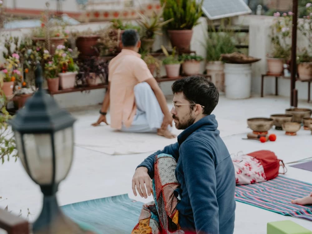 Private group yoga class with Yogi Rajan in Nagarkot, Nepal
