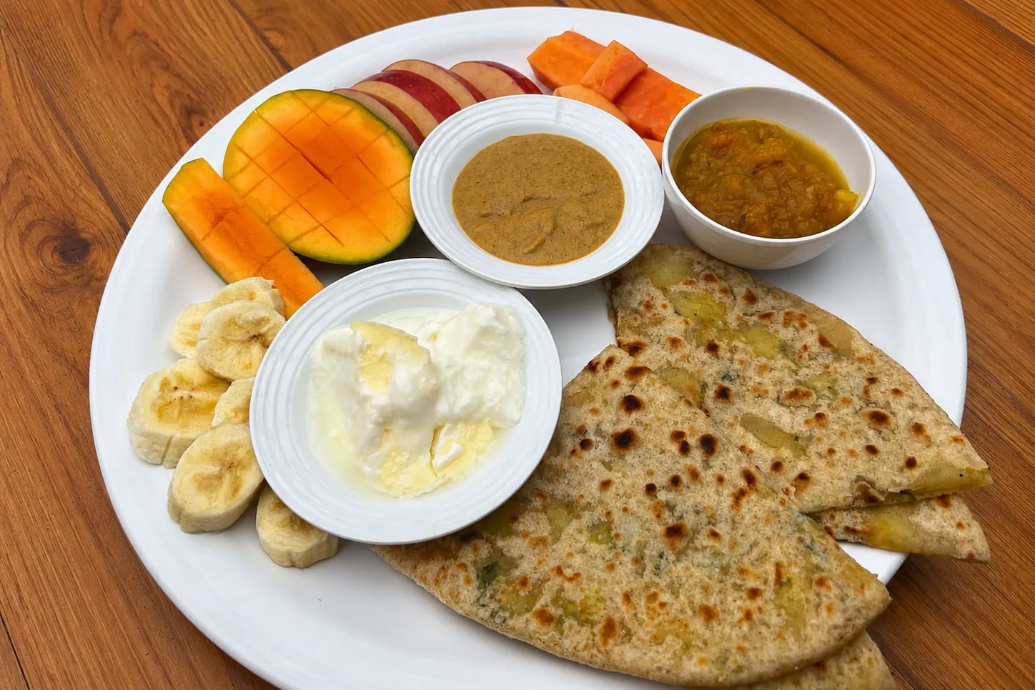 Homemade vegetarian Nepali meal at Niru Yoga Homestay