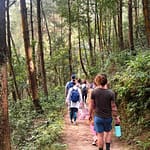 Yoga Retreat in Nepal Niru yoga homestay hiking in forest.