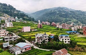 Yoga retreat in Nepal at Niru Yoga Homestay with mountain village view