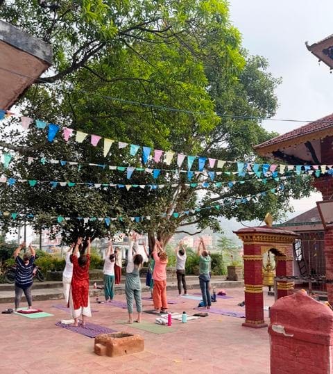 Niru Yoga Homestay yoga class in Temple (Outside yoga class; nature yoga)