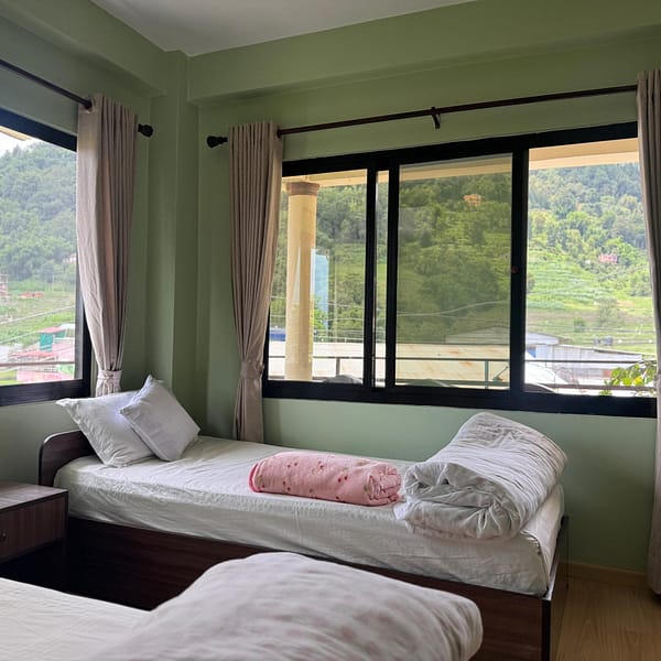 Niru Yoga Homestay Room with mountain view.