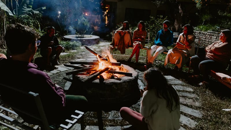 Guests receiving helpful retreat information at Niru Yoga Homestay in Nepal