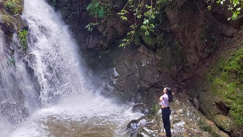 Natural waterfall visited during a guided hike near Nagarkot Phedi