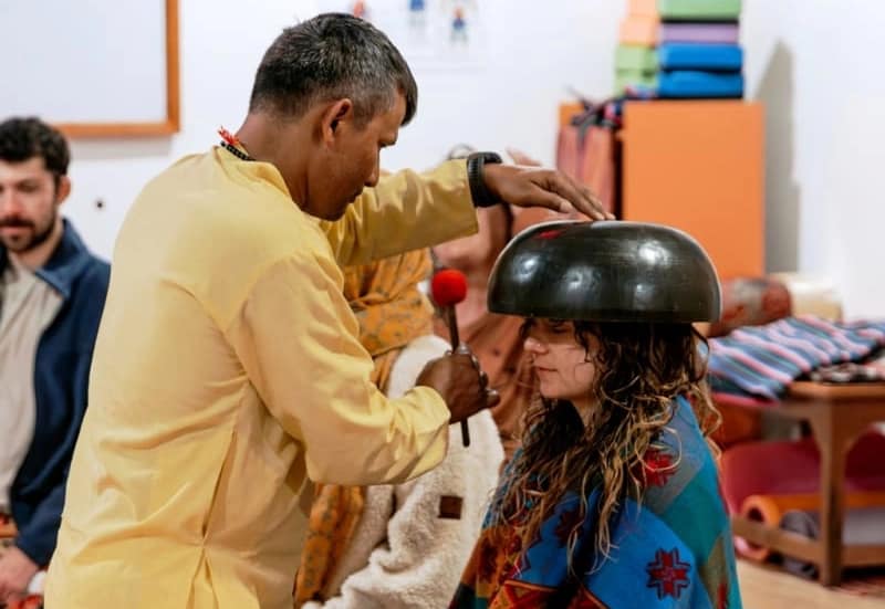 Sound healing class at niru yoga homestay Bhaktapur Kathmandu Nepal