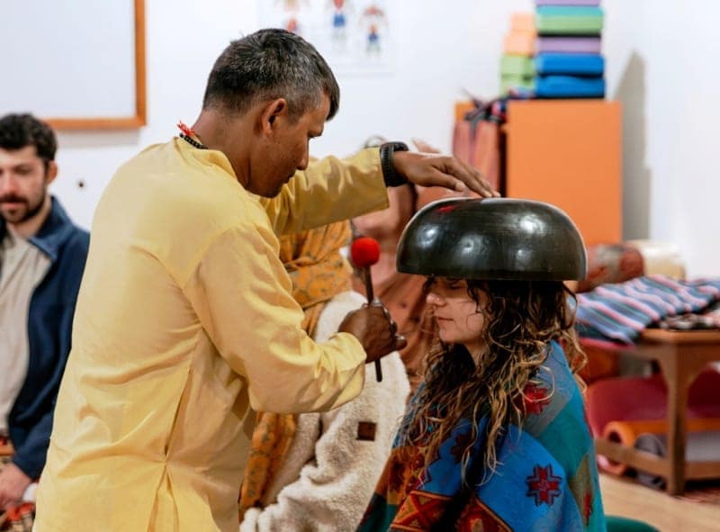 Sound healing class at niru yoga homestay Bhaktapur Kathmandu Nepal