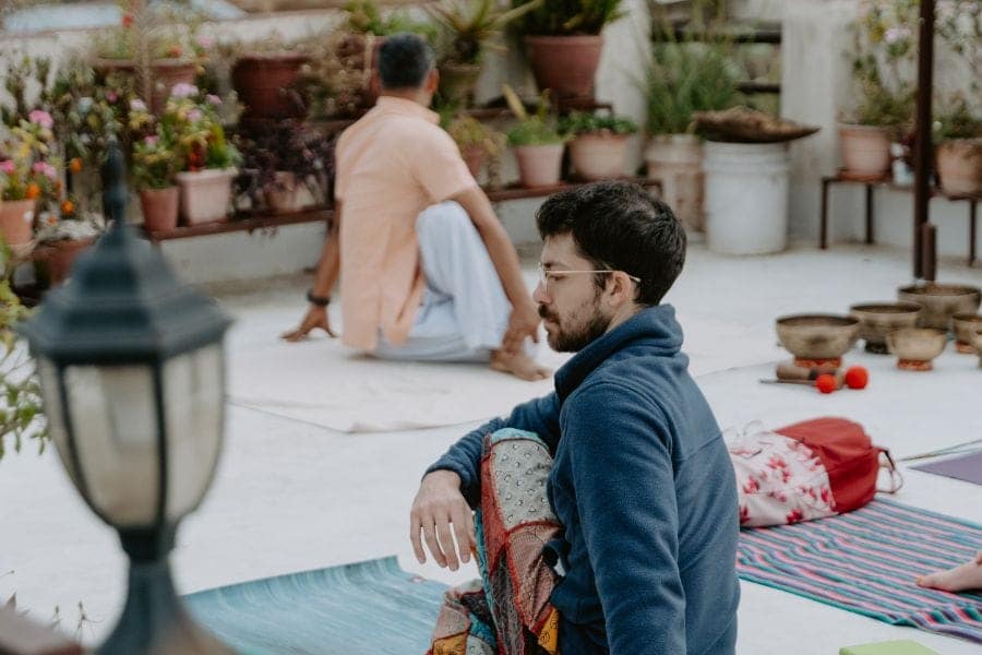 Rooftop yoga session during 3 nights 4 days retreat at Niru Yoga Homestay in Nepal